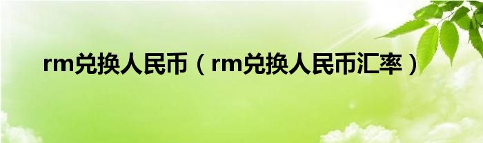 rm兑换人民币(rm兑换人民币汇率)