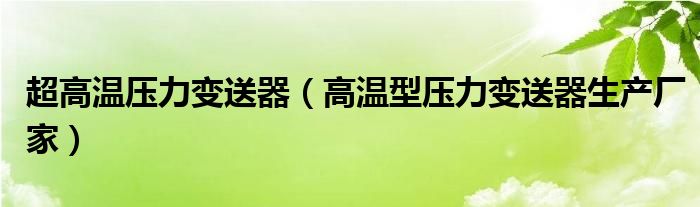 超高温压力变送器(高温型压力变送器生产厂家)