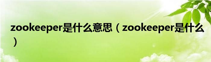 zookeeper是什么意思(zookeeper是什么)