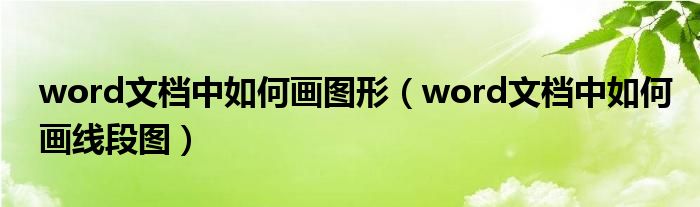 word文档中如何画图形(word文档中如何画线段图)