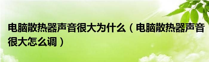 电脑散热器声音很大为什么(电脑散热器声音很大怎么调)