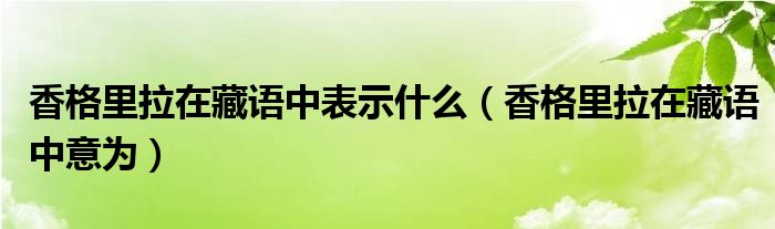 香格里拉在藏语中表示什么(香格里拉在藏语中意为)