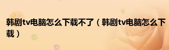 韩剧tv电脑怎么下载不了(韩剧tv电脑怎么下载)