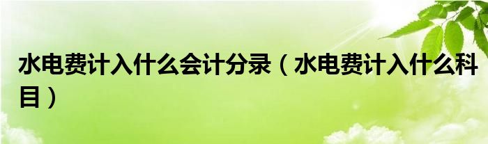 水电费计入什么会计分录(水电费计入什么科目)