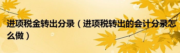 进项税金转出分录(进项税转出的会计分录怎么做)