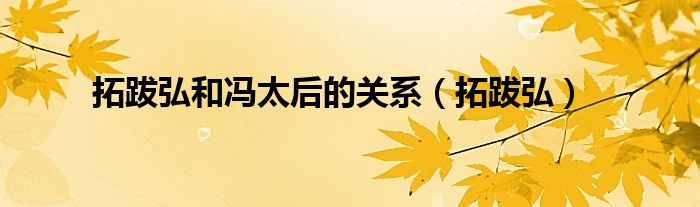 拓跋弘和冯太后的关系(拓跋弘)