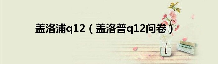 盖洛浦q12(盖洛普q12问卷)