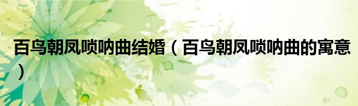 百鸟朝凤唢呐曲结婚(百鸟朝凤唢呐曲的寓意)