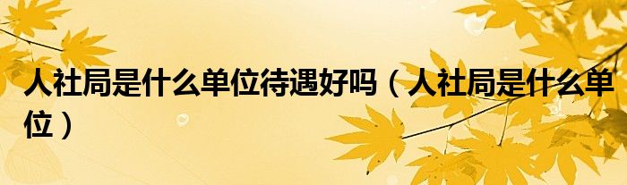 人社局是什么单位待遇好吗(人社局是什么单位)