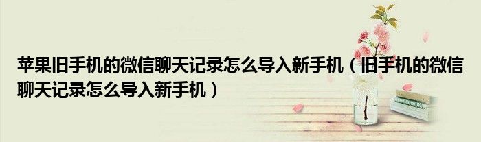 苹果旧手机的微信聊天记录怎么导入新手机(旧手机的微信聊天记录怎么导入新手机)