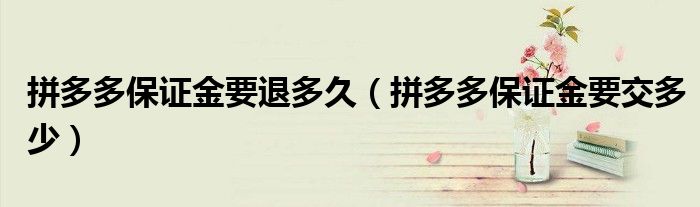 拼多多保证金要退多久(拼多多保证金要交多少)
