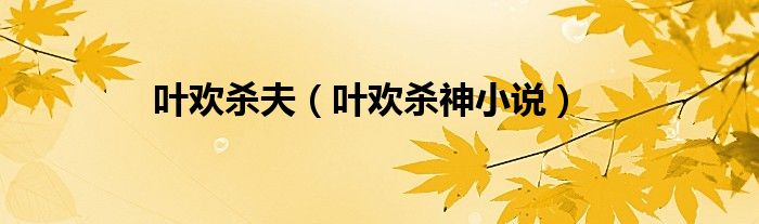 叶欢杀夫（叶欢杀神小说）