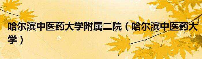 哈尔滨中医药大学附属二院(哈尔滨中医药大学)