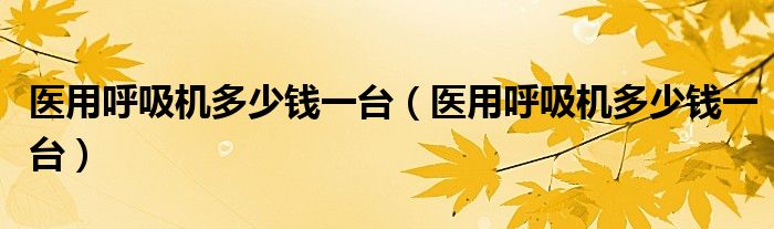 医用呼吸机多少钱一台（医用呼吸机多少钱一台）