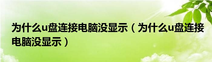 为什么u盘连接电脑没显示(为什么u盘连接电脑没显示)