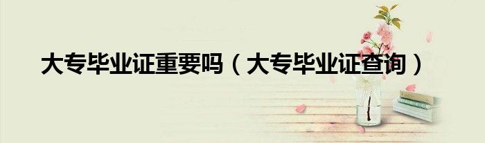 大专毕业证重要吗(大专毕业证查询)