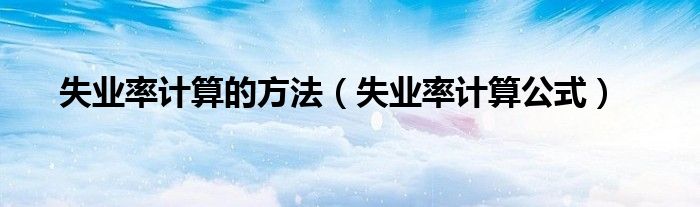 失业率计算的方法(失业率计算公式)