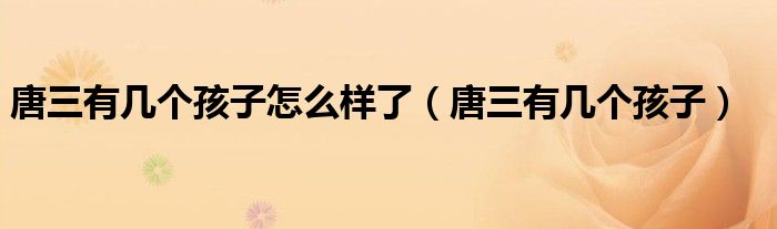 唐三有几个孩子怎么样了(唐三有几个孩子)