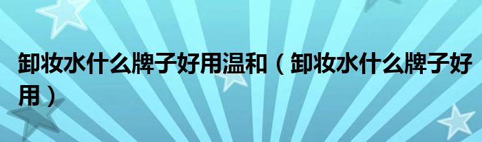 卸妆水什么牌子好用温和(卸妆水什么牌子好用)