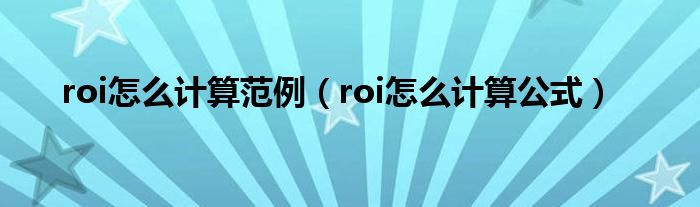 roi怎么计算范例(roi怎么计算公式)