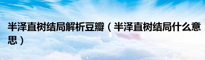半泽直树结局解析豆瓣(半泽直树结局什么意思)