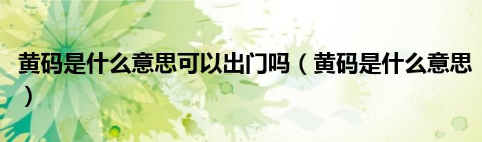 黄码是什么意思可以出门吗(黄码是什么意思)