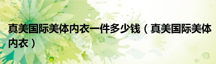 真美国际美体内衣一件多少钱(真美国际美体内衣)