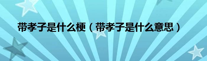带孝子是什么梗(带孝子是什么意思)