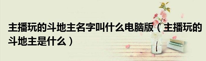 主播玩的斗地主名字叫什么电脑版(主播玩的斗地主是什么)