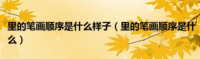里的笔画顺序是什么样子(里的笔画顺序是什么)