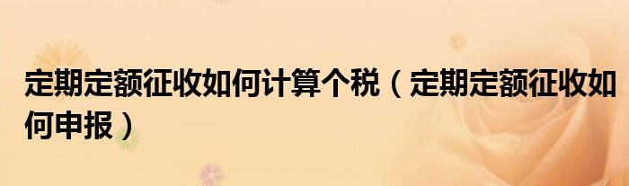 定期定额征收如何计算个税(定期定额征收如何申报)