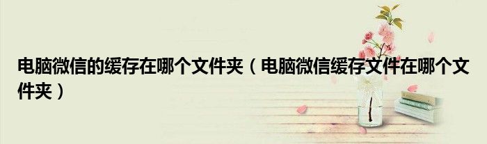 电脑微信的缓存在哪个文件夹(电脑微信缓存文件在哪个文件夹)