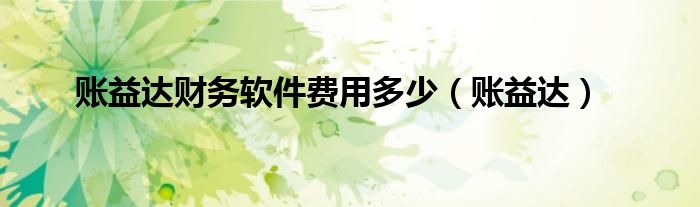 账益达财务软件费用多少(账益达)