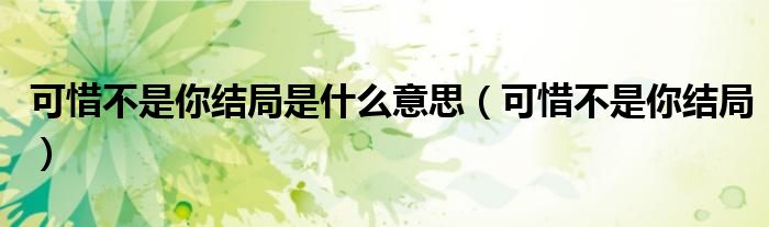 可惜不是你结局是什么意思(可惜不是你结局)