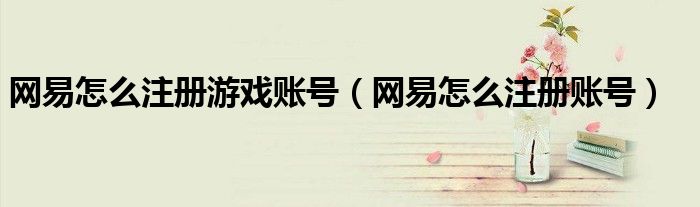 网易怎么注册游戏账号(网易怎么注册账号)