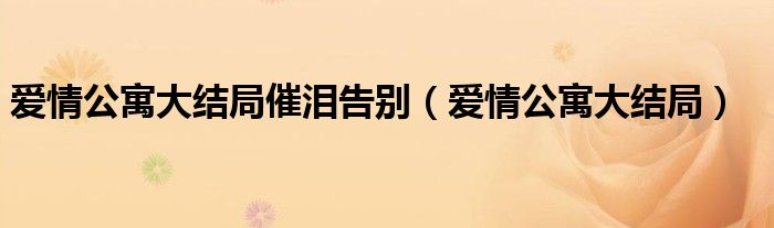 爱情公寓大结局催泪告别(爱情公寓大结局)