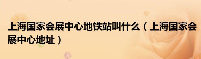 上海国家会展中心地铁站叫什么(上海国家会展中心地址)