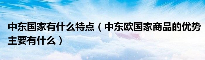 中东国家有什么特点(中东欧国家商品的优势主要有什么)