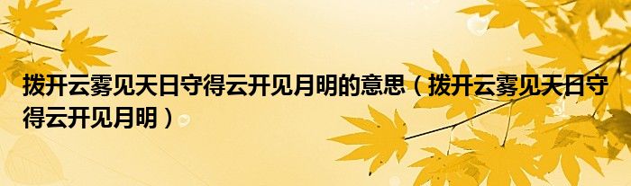 拨开云雾见天日守得云开见月明的意思(拨开云雾见天日守得云开见月明)