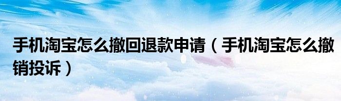 手机淘宝怎么撤回退款申请(手机淘宝怎么撤销投诉)
