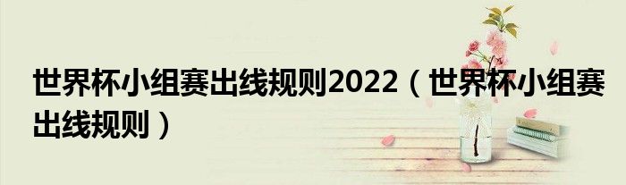 世界杯小组赛出线规则2022(世界杯小组赛出线规则)