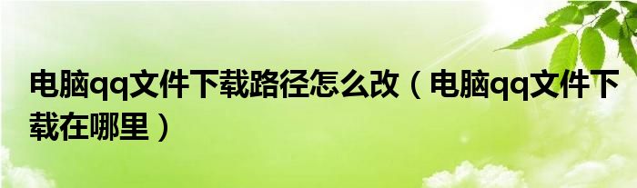 电脑qq文件下载路径怎么改(电脑qq文件下载在哪里)