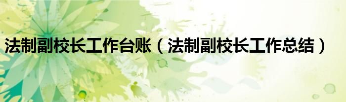 法制副校长工作台账(法制副校长工作总结)