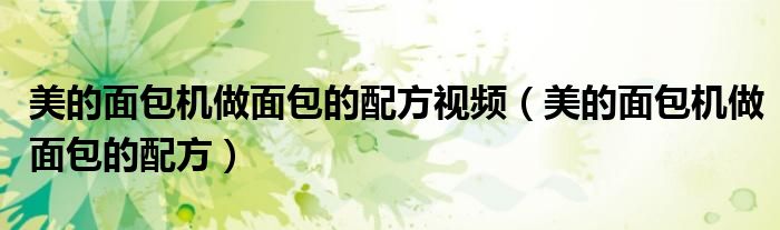 美的面包机做面包的配方视频(美的面包机做面包的配方)