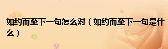 如约而至下一句怎么对(如约而至下一句是什么)