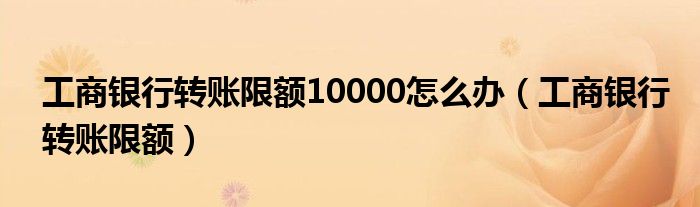 工商银行转账限额10000怎么办(工商银行转账限额)