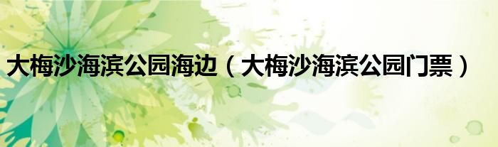 大梅沙海滨公园海边(大梅沙海滨公园门票)