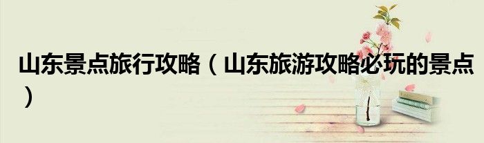 山东景点旅行攻略(山东旅游攻略必玩的景点)