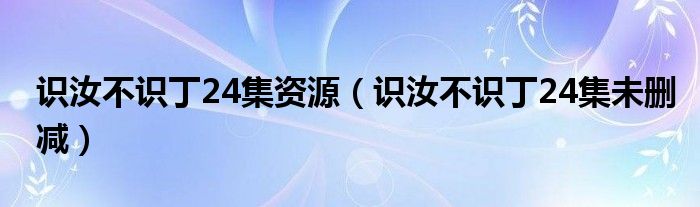 识汝不识丁24集资源(识汝不识丁24集未删减)