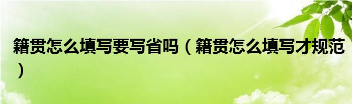 籍贯怎么填写要写省吗(籍贯怎么填写才规范)